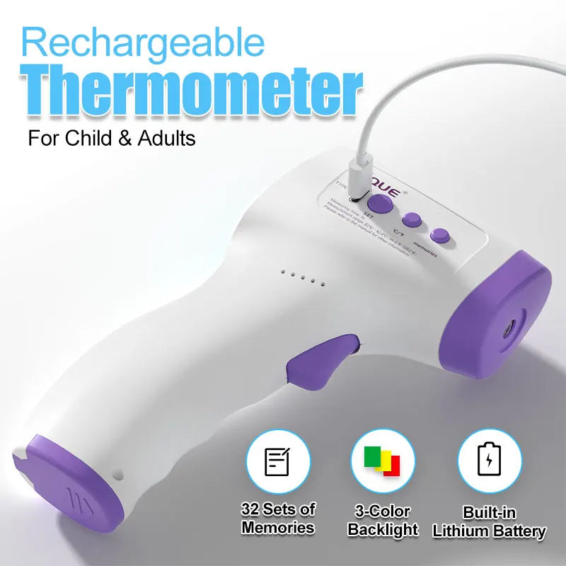 Rechargeable Forehead Thermometer Non Contact Infrared Medical