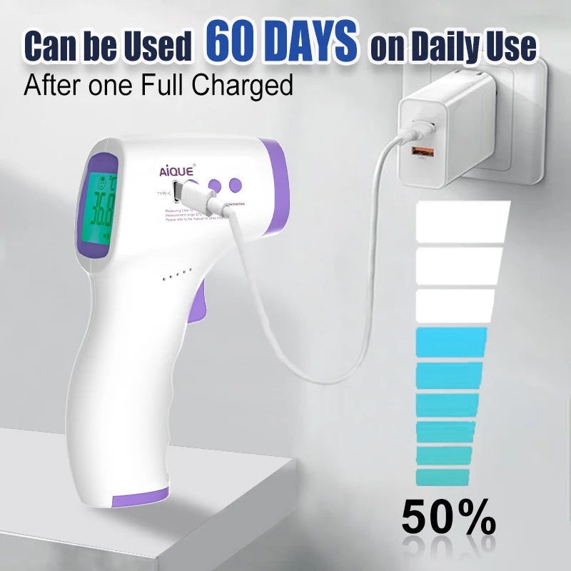 Rechargeable Forehead Thermometer Non Contact Infrared Medical
